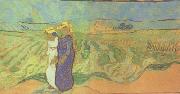 Vincent Van Gogh Two Women Crossing the Fields (nn04) oil painting picture wholesale